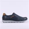 Imac Bergamo Slip On Casual Shoe - Navy Tan Leather